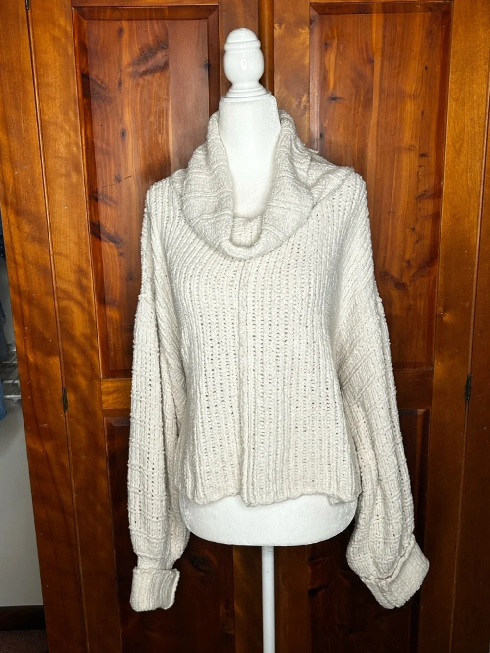 Free People "Be Yours" Cowl Neck Chunky Pullover Sweater Oversized Cottagecore - Picture 3 of 17